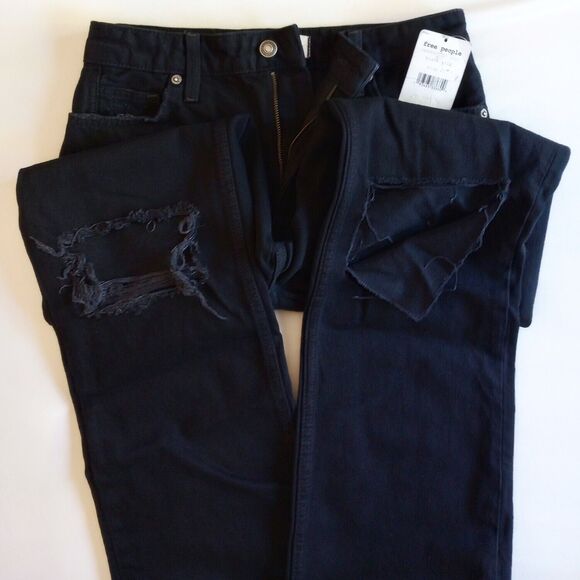 We The Free My Own Lane Jeans 27 NWT $128 Black High Rise Destroyed OB988447 - Picture 7 of 11